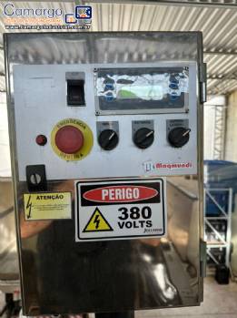 Rotuladora automtica em inox para frascos potes cilndricos planos Maqmundi